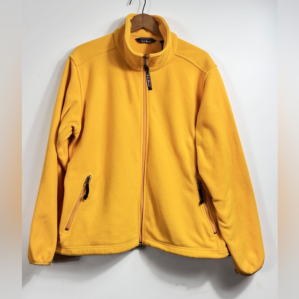 Vintage 90’s L.L. Bean Vibrant Yellow Fleece Jacket Women’s Size XL (F7)‎